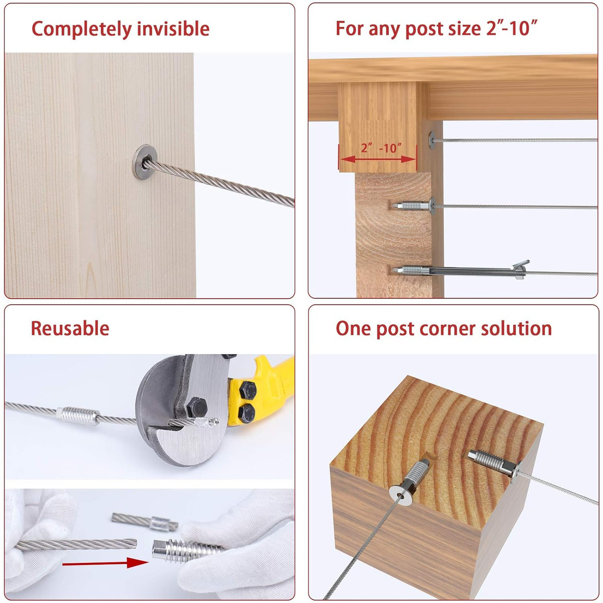 20 Pack 3/16 Invisible Cable Railing Kit T316 Stainless Steel G844