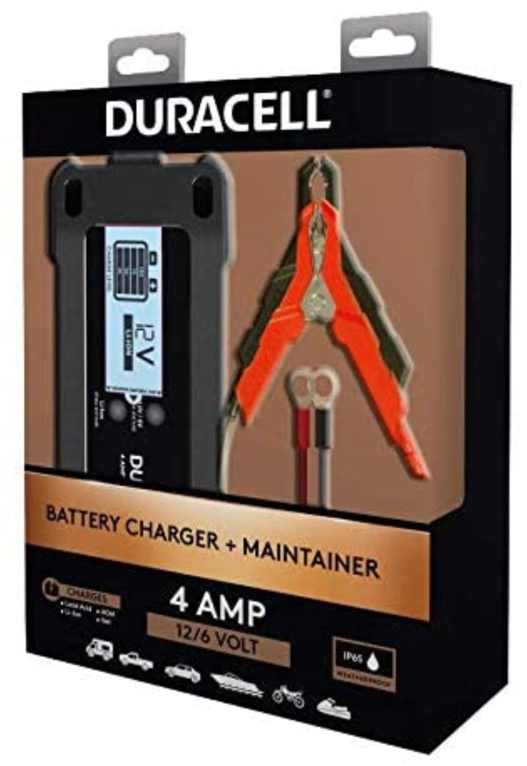 4 Amp Battery Charger Maintainer with LCD Display for 6V, 12V, Lithium Ion Battery O43213