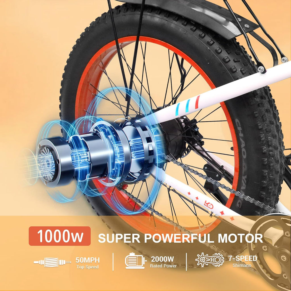 1000W Brushless Motor 7-Speed 48V 15AH Battery 26" x 4.0 Fat Tire Electric Bike L88106