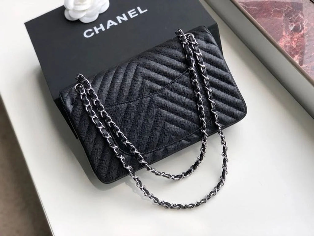 Black Chevron Handbag W7762