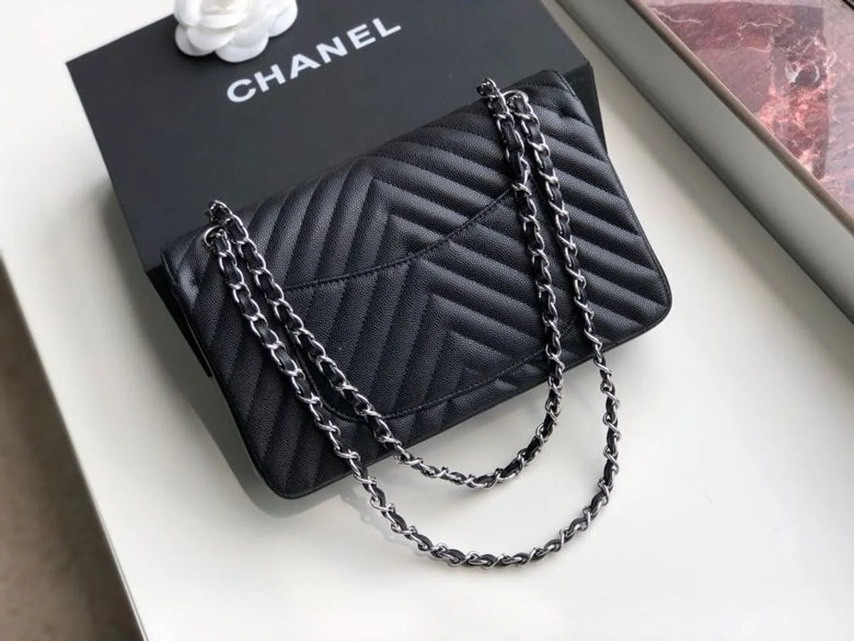 Black Chevron Handbag W7762