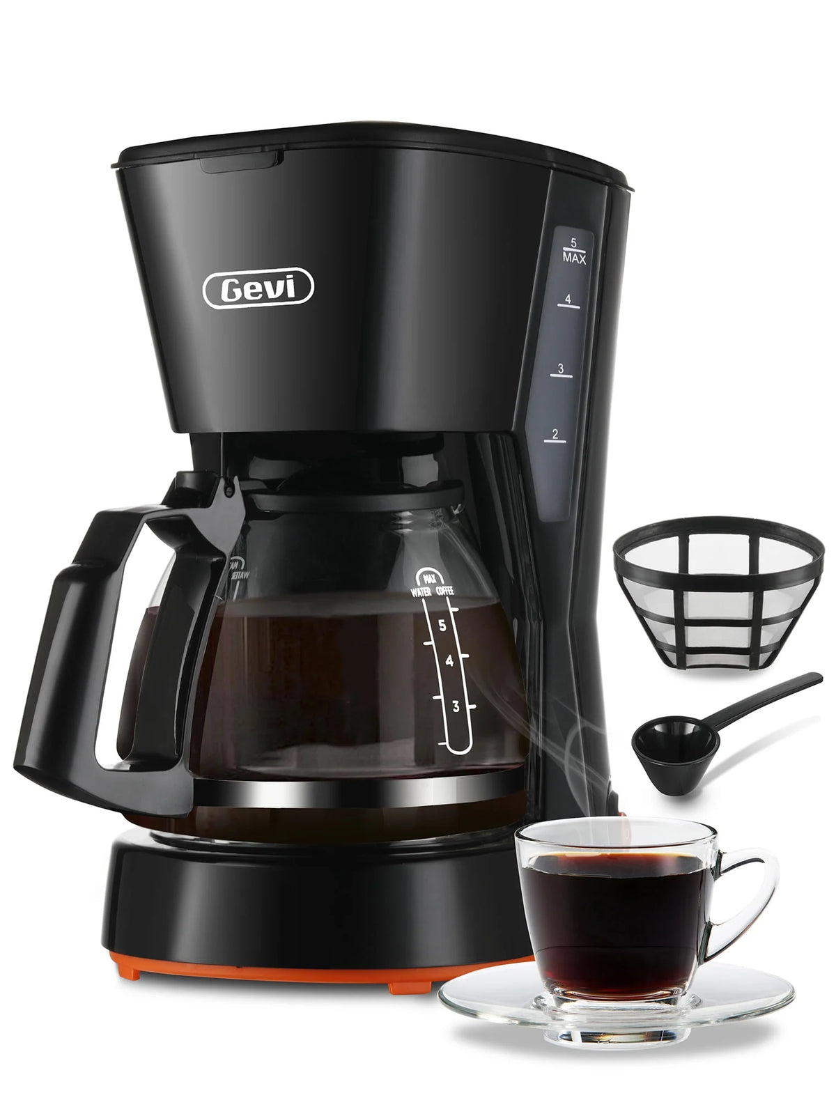5 Cups Compact Coffee Maker with Filter and Coffee Pot D533