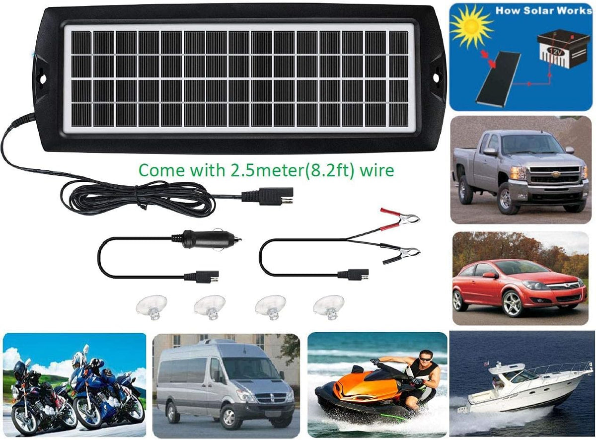 5W 12V Solar Car Battery Trickle Charger Maintainer L944