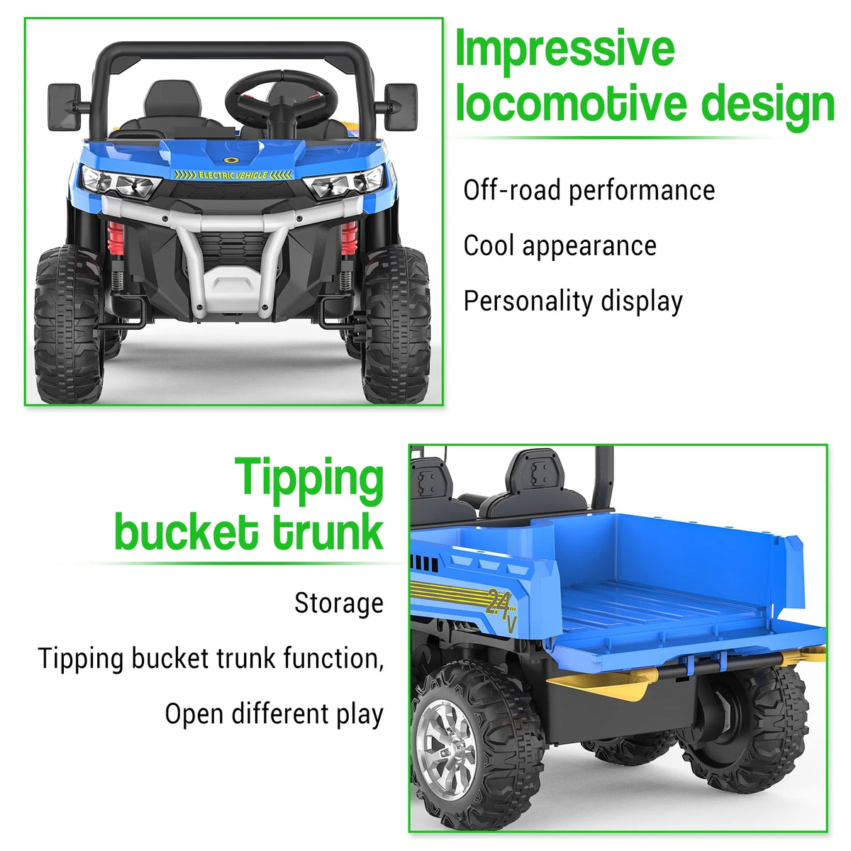 24V 6 Wheels Electric Ride on Tractor Dump Truck G849