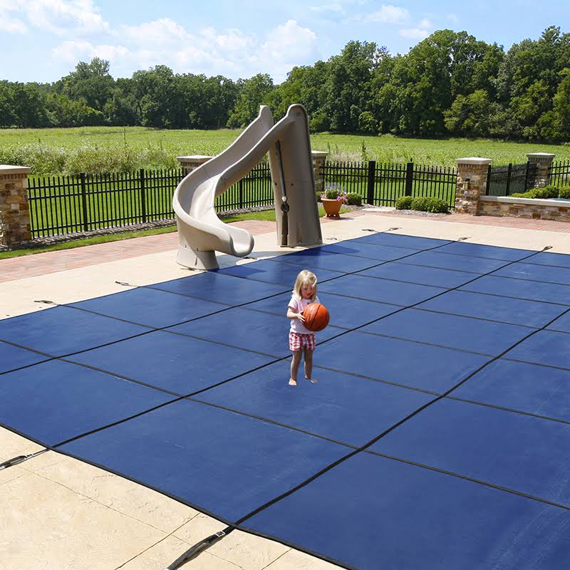 Blue 20-Year Ultra Light Solid Safety Cover for 12-ft x 20-ft Pool w/ Right Step H26437