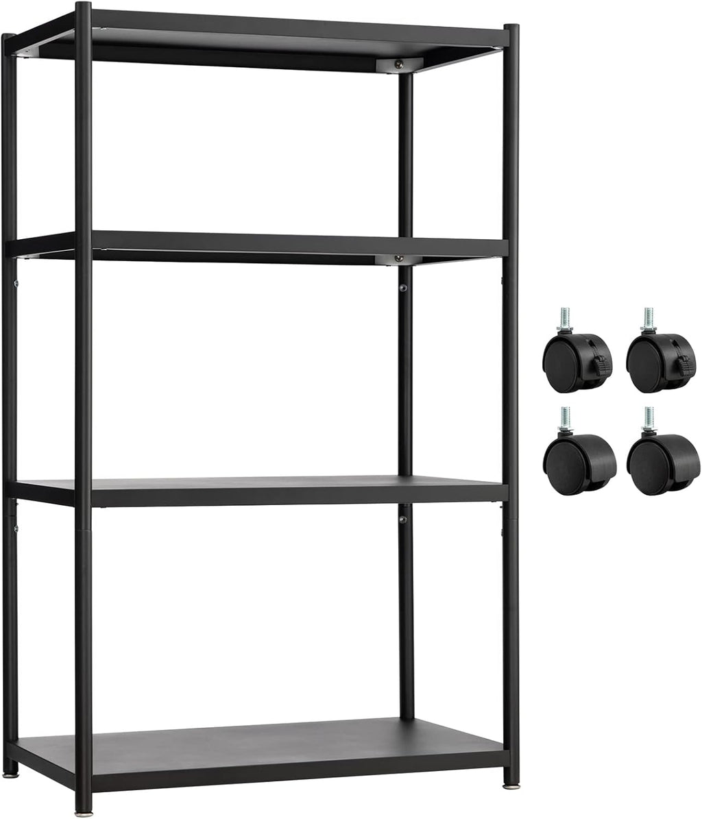 27.5 Inch 4 Tire Metal Wire Storage Shelf Black Utility Rack, Pack of 2 V34129