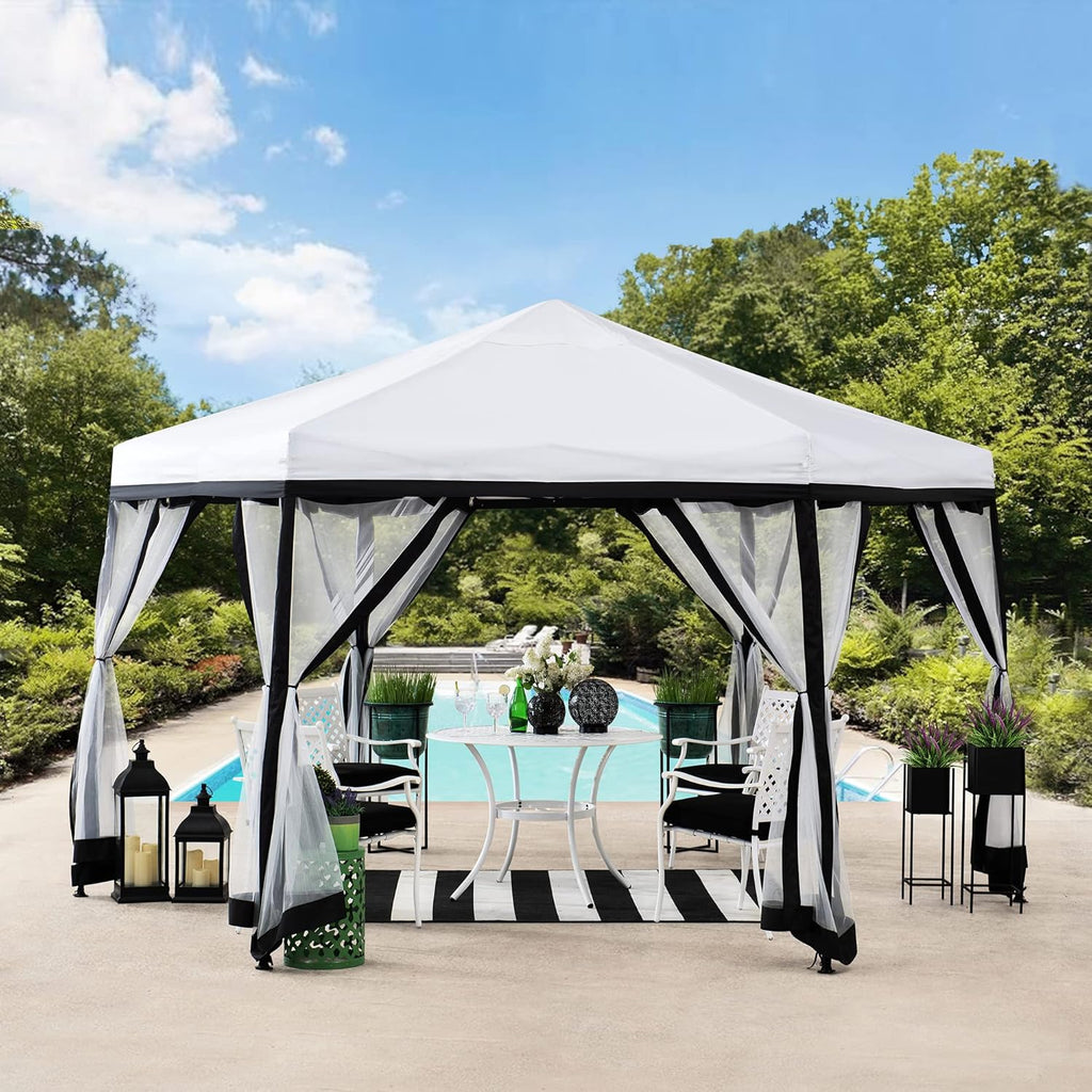 11x11 ft. 2-Tone Pop Up Hexagon Steel Gazebo G1648