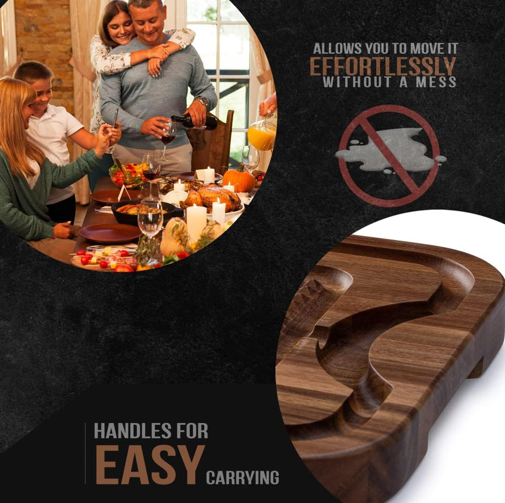 Acacia Wood Cutting Board with Deep Juice Grooves D309