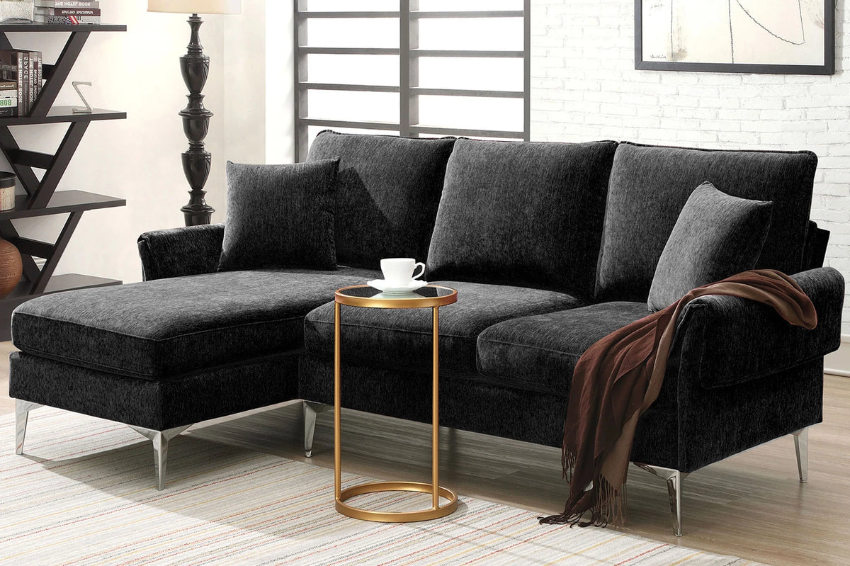 84" Chenille L-Shaped Convertible Sectional Sofa with Reversible Chaise Lounge J2247