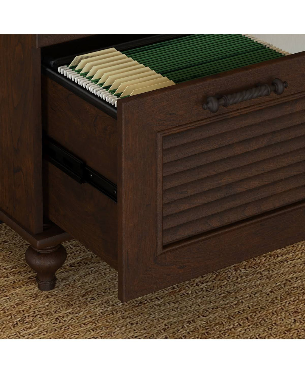 51x22 Desk with File Cabinet, Coastal Cherry W858
