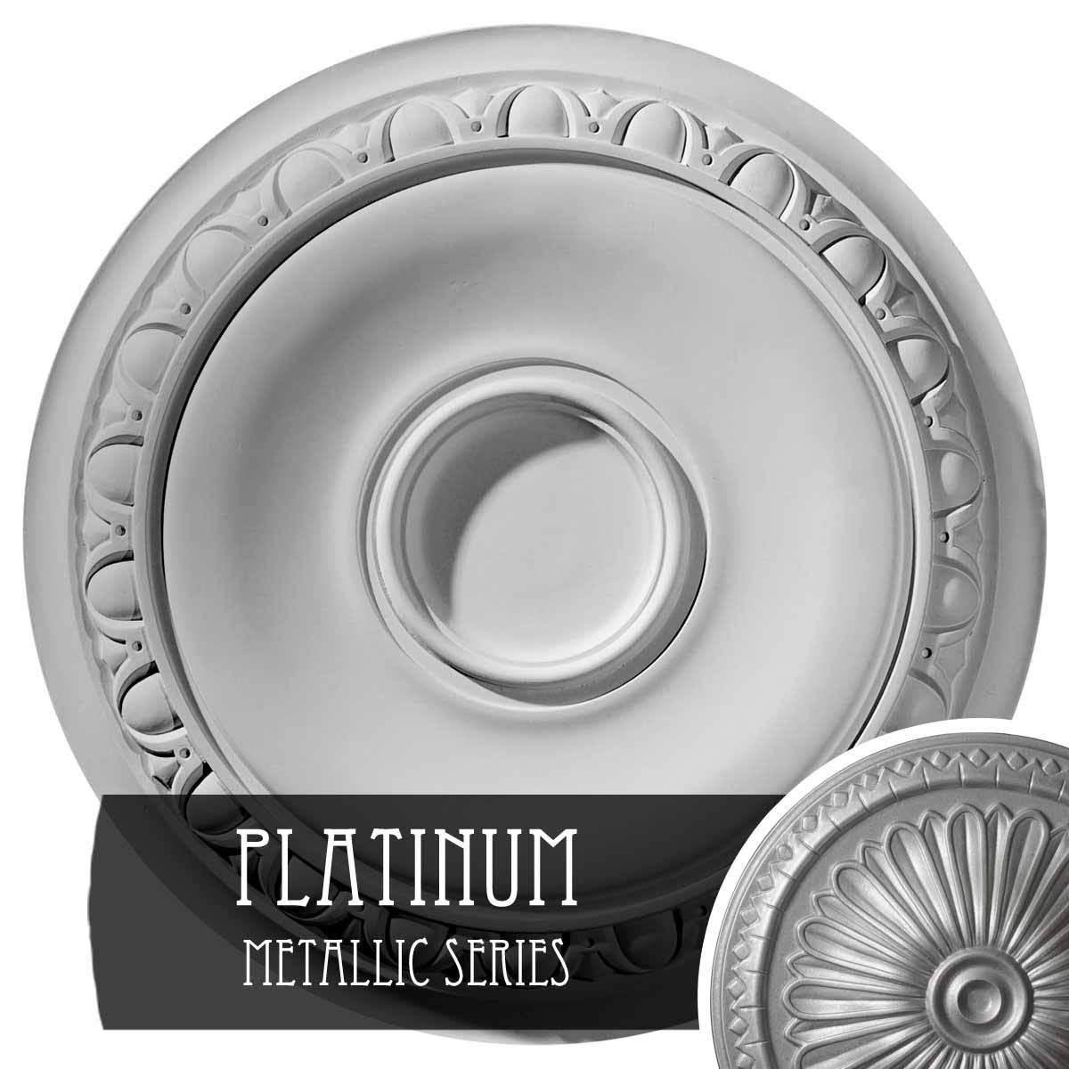 24 1/4x22OD x 1 1/2x22P Hand-Painted Platinum Ceiling Medallion I262