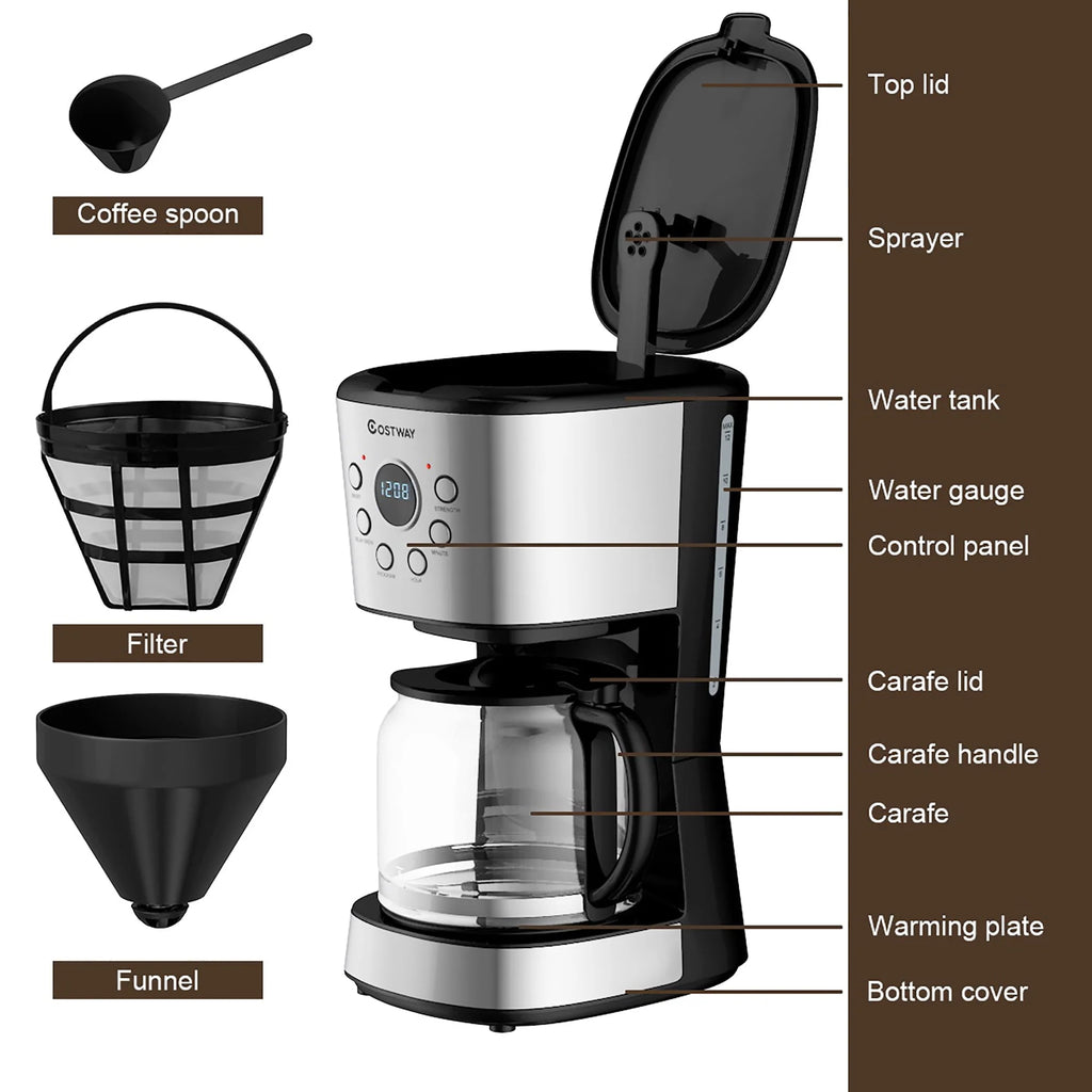 12-Cup Programmable Coffee Maker with Glass Carafe U514