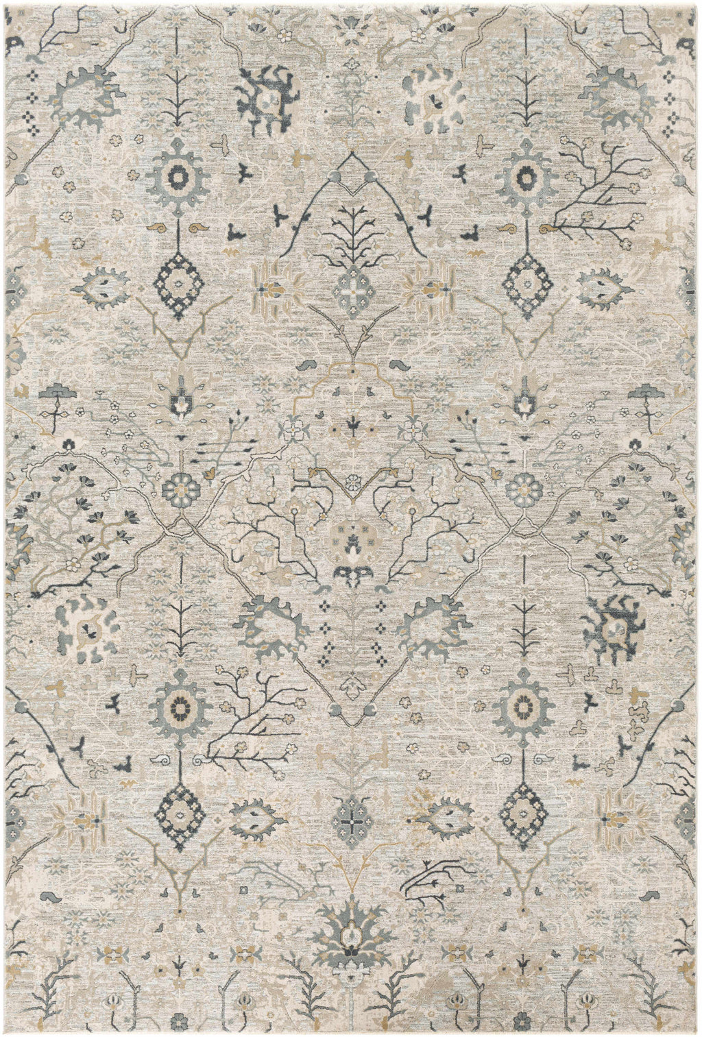 Blue Grey Beige 9' x 12' Area Rug W601286