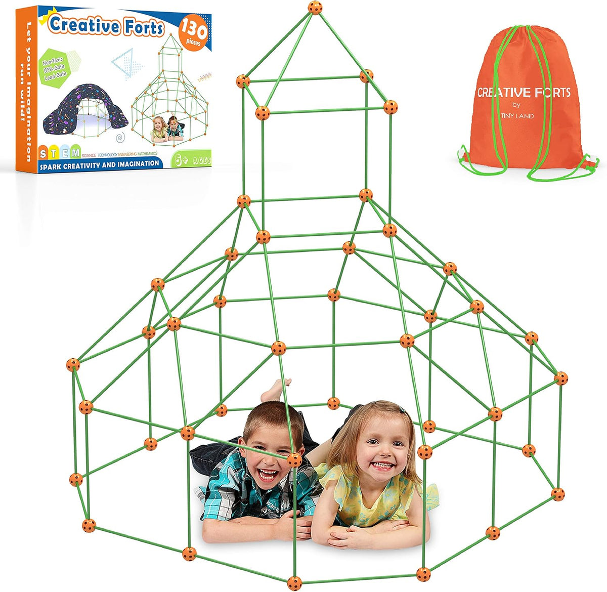 130 Pieces Fort Building Kit STEM Toy T28098