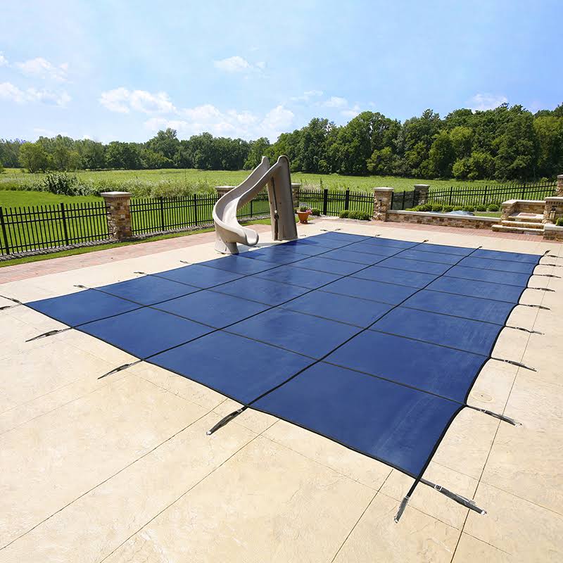 Blue 20-Year Ultra Light Solid Safety Cover for 12-ft x 20-ft Pool w/ Right Step H26437