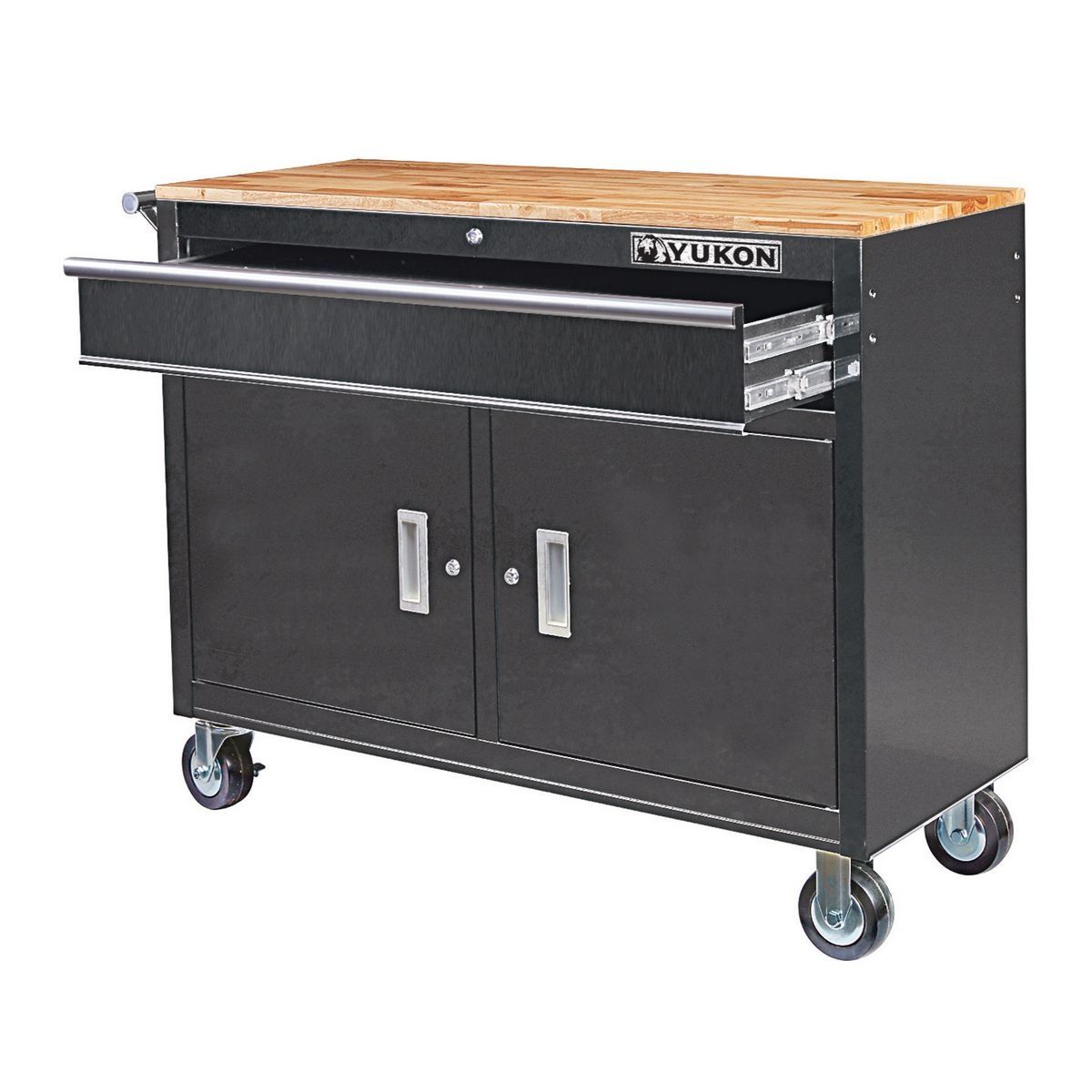 46 in. Mobile Workbench with Solid Wood Top T197844