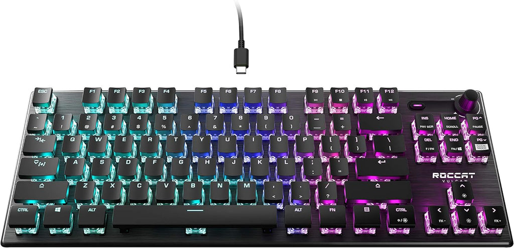 Black Tenkeyless Mechanical Gaming Keyboard with Detachable USB-C Cable E8727