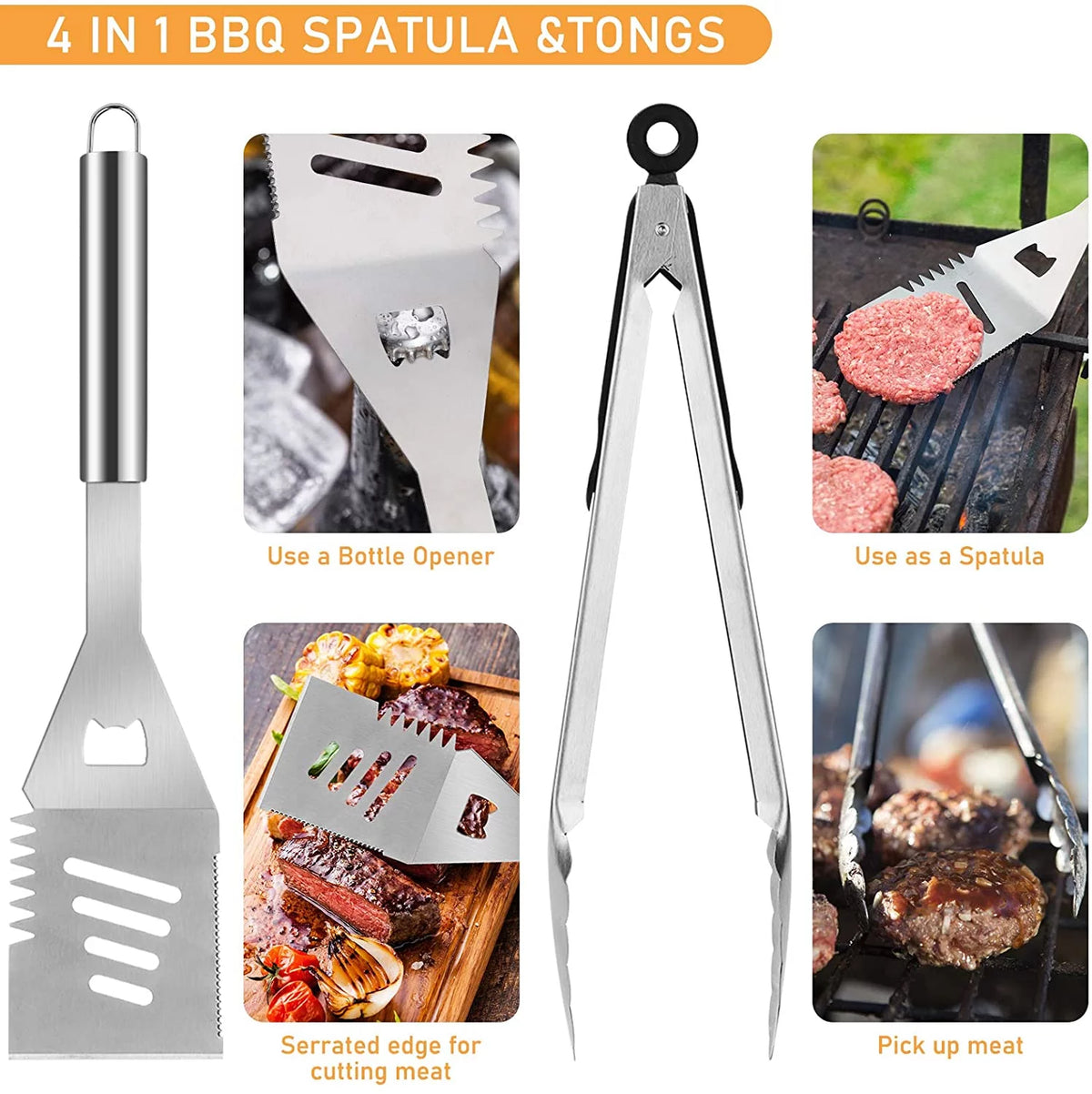 41Pcs Stainless Steel BBQ Grill Tool Set with Storage Bag A275064