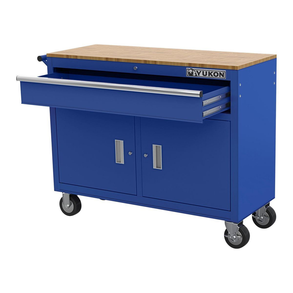 46 in. Mobile Workbench with Solid Wood Top T197844