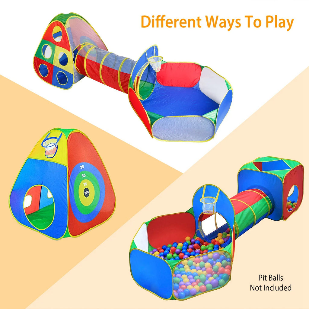 5Pcs Colorful Kids Play Tent Ball Pit Crawl Tunnel Playhouse I540172
