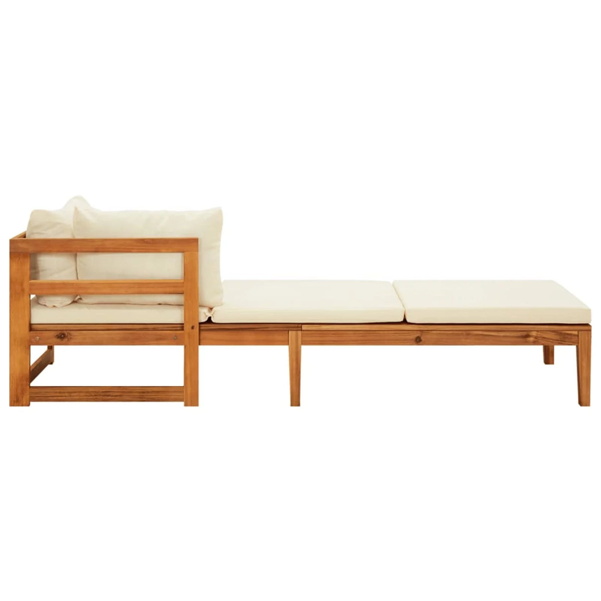 2 Piece Acacia Wood Sun Lounger with Cream White Cushion K20817