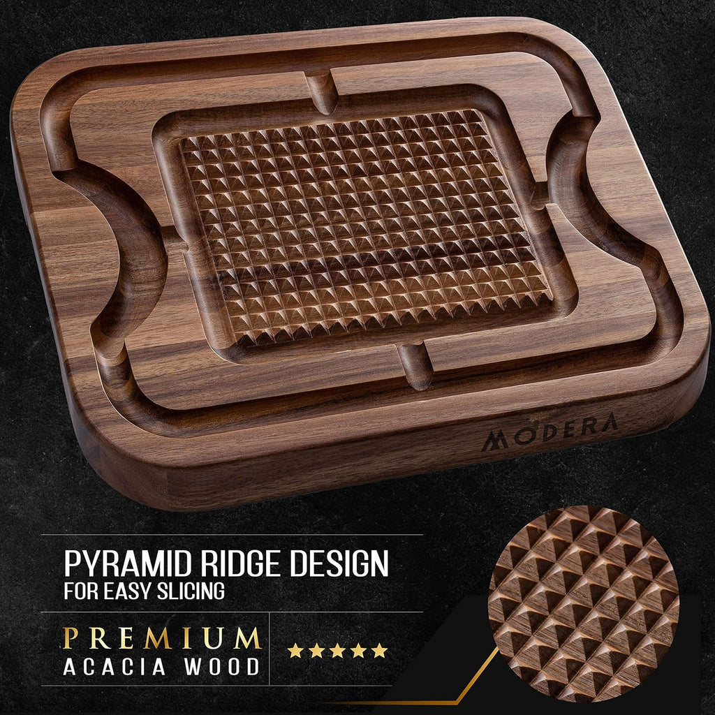 Acacia Wood Cutting Board with Deep Juice Grooves D309