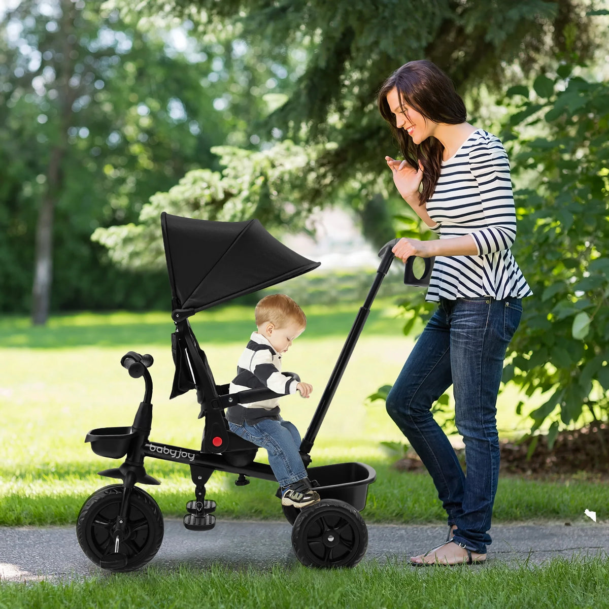 4-in-1 Toddler Tricycle with Adjustable Push Handle K2767