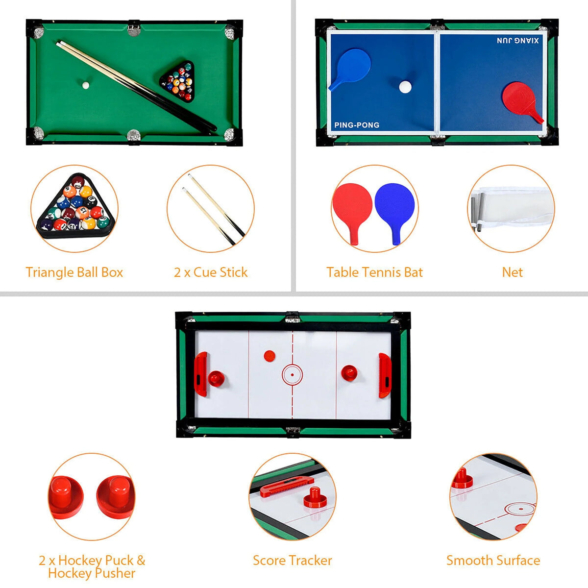 4 In 1 Multi Game Hockey Tennis Football Pool Table G4194