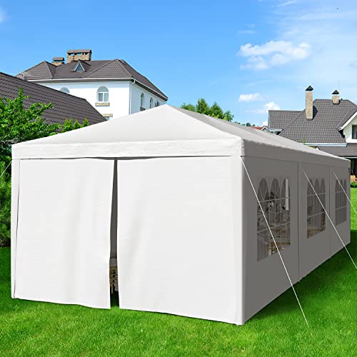 10x30 Outdoor Canopy Tent with 8 Side Removable Walls White D513612