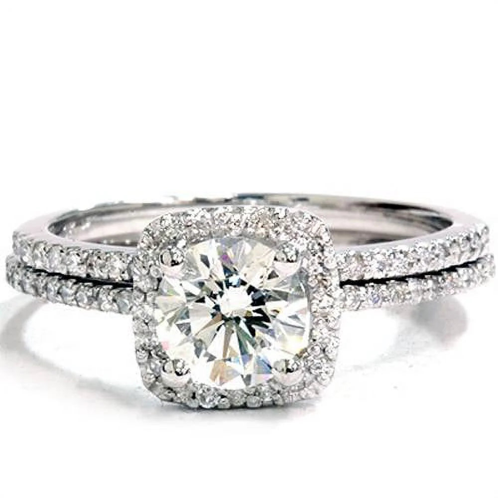 14K White Gold Diamond Engagement Ring Set F853694