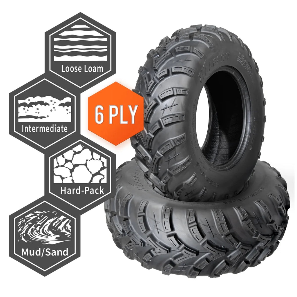 25x8-12 Front & 25x10-12 Rear All Terrain Tires Set of 4 D948460