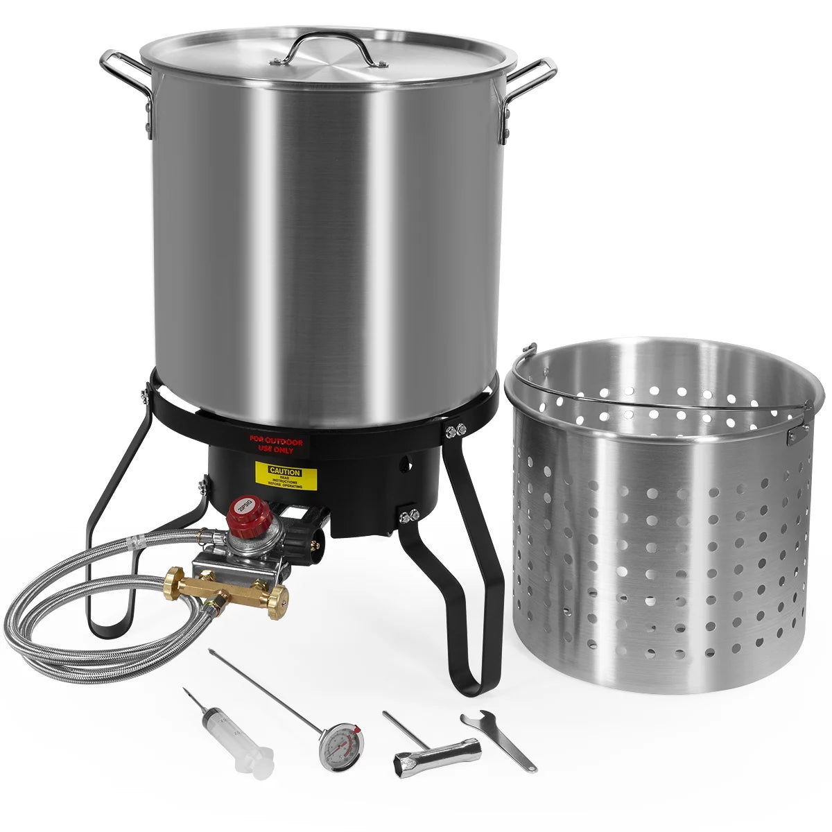 52 QT Aluminum Turkey Fryer Steamer with Cast Iron Burner N88977