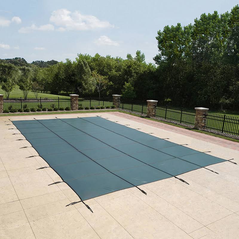 Blue 20-Year Ultra Light Solid Safety Cover for 12-ft x 20-ft Pool w/ Right Step H26437