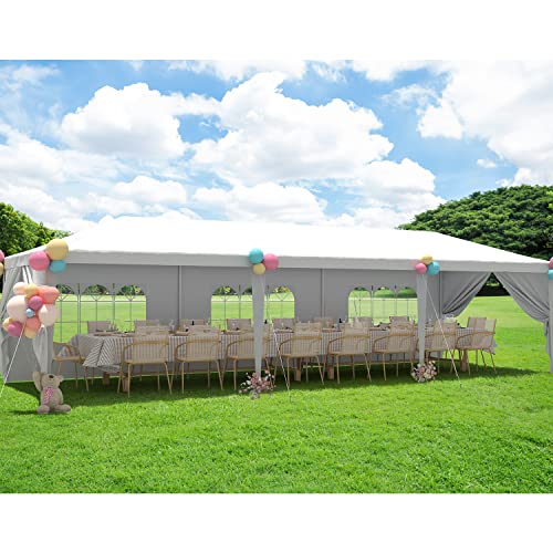 10x30 Outdoor Canopy Tent with 8 Side Removable Walls White D513612