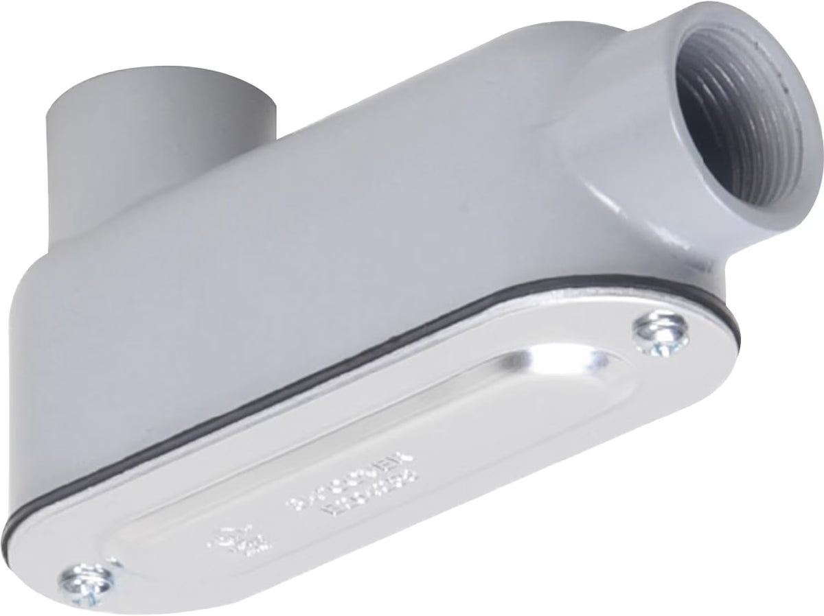 3/4-Inch Gray Cast Aluminum Threaded Conduit Body with Stamped Steel Cover R7203