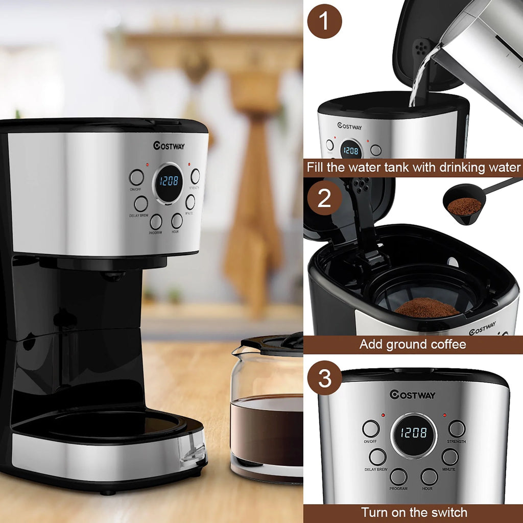 12-Cup Programmable Coffee Maker with Glass Carafe U514