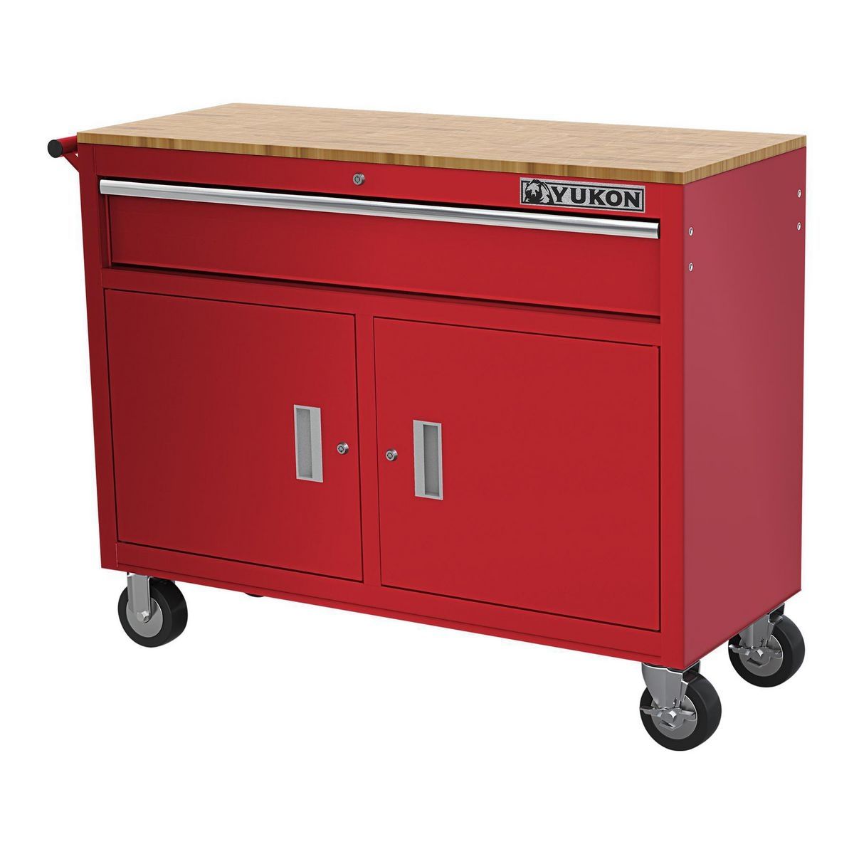 46 in. Mobile Workbench with Solid Wood Top T197844