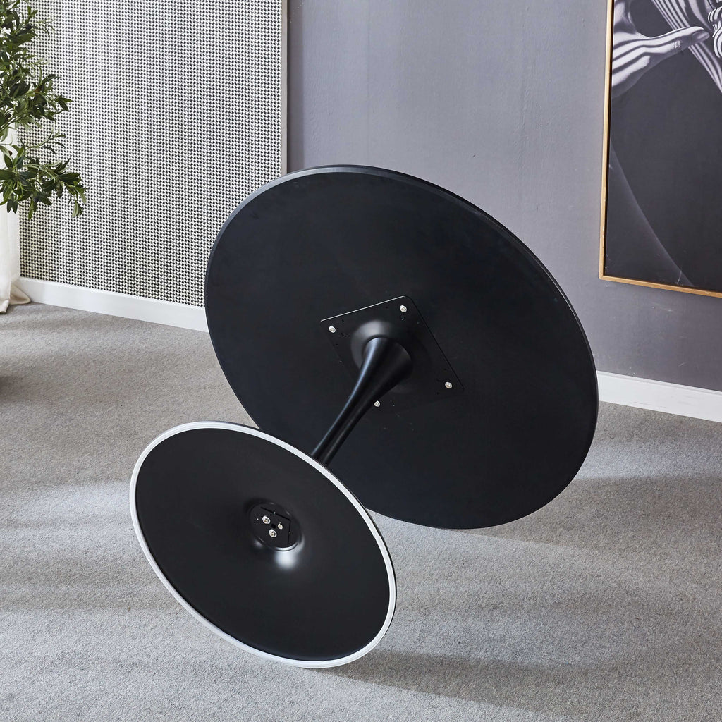 Black Tulip Table Mid-century Dining Table With Round MDF Table Top S9469