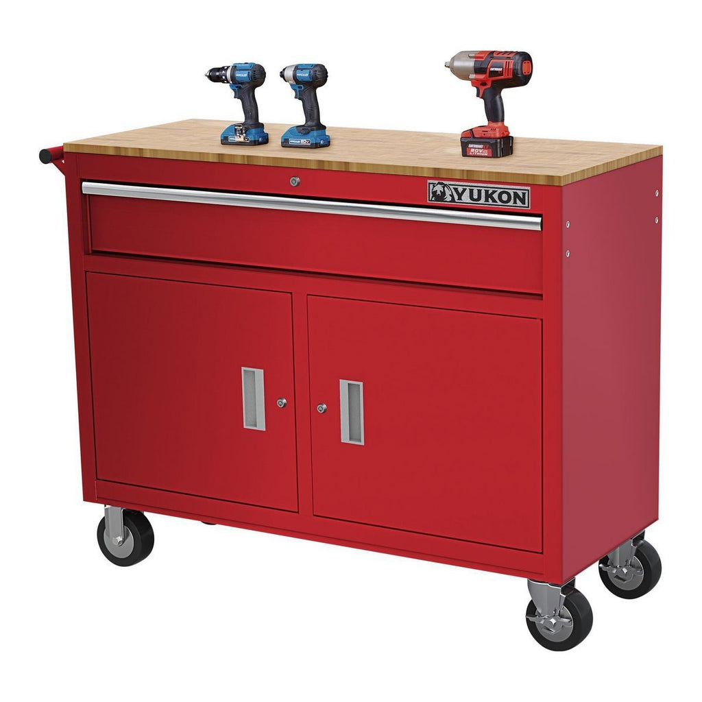 46 in. Mobile Workbench with Solid Wood Top T197844