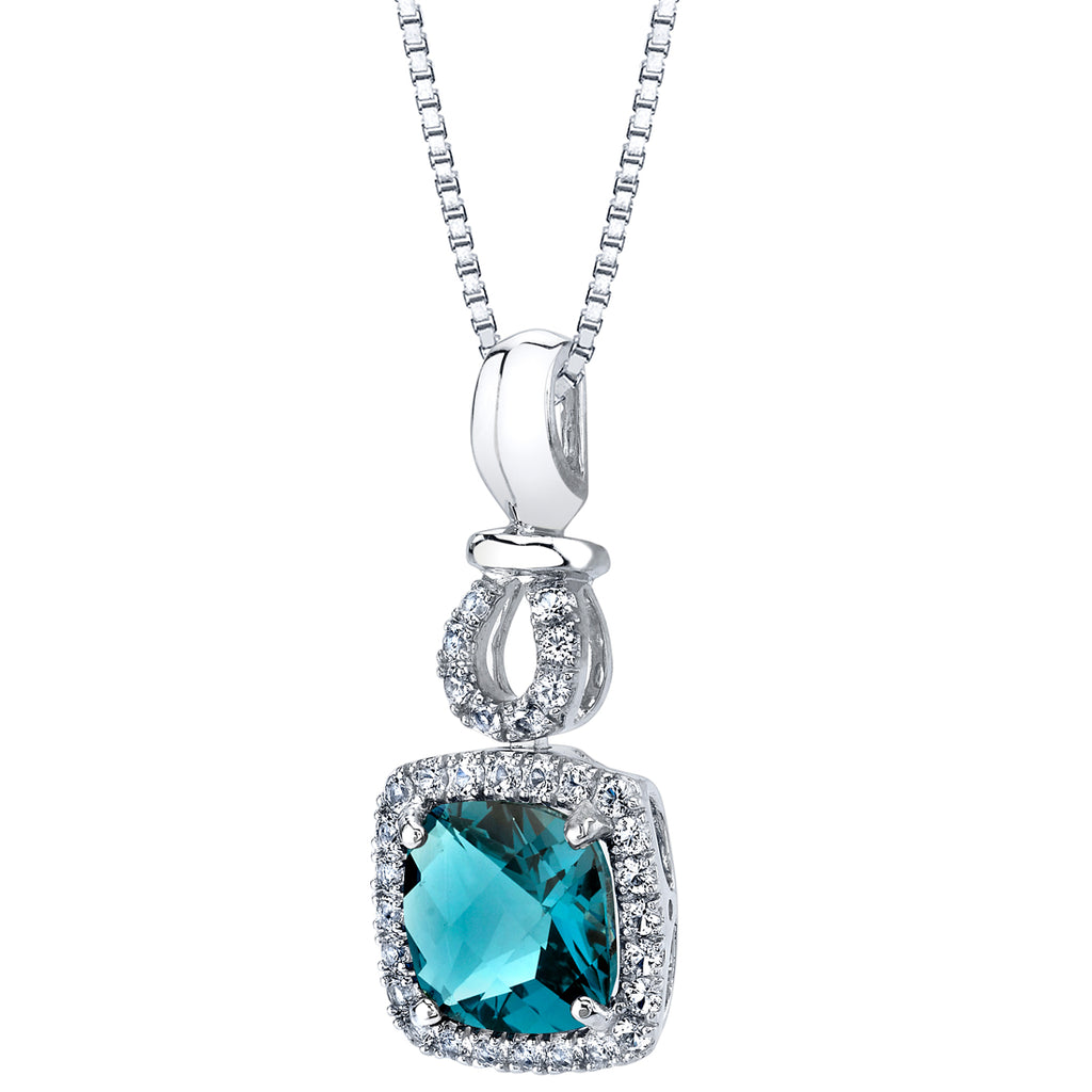 18" London Blue Topaz and White Topaz Pendant in 14K White Gold U9685