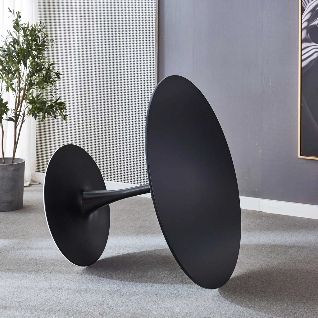Black Tulip Table Mid-century Dining Table With Round MDF Table Top S9469