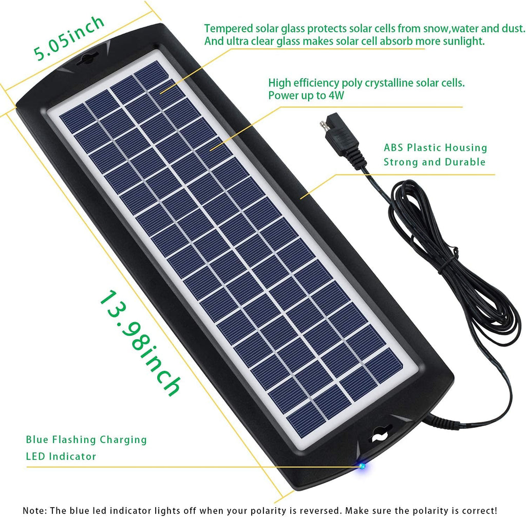 5W 12V Solar Car Battery Trickle Charger Maintainer L944