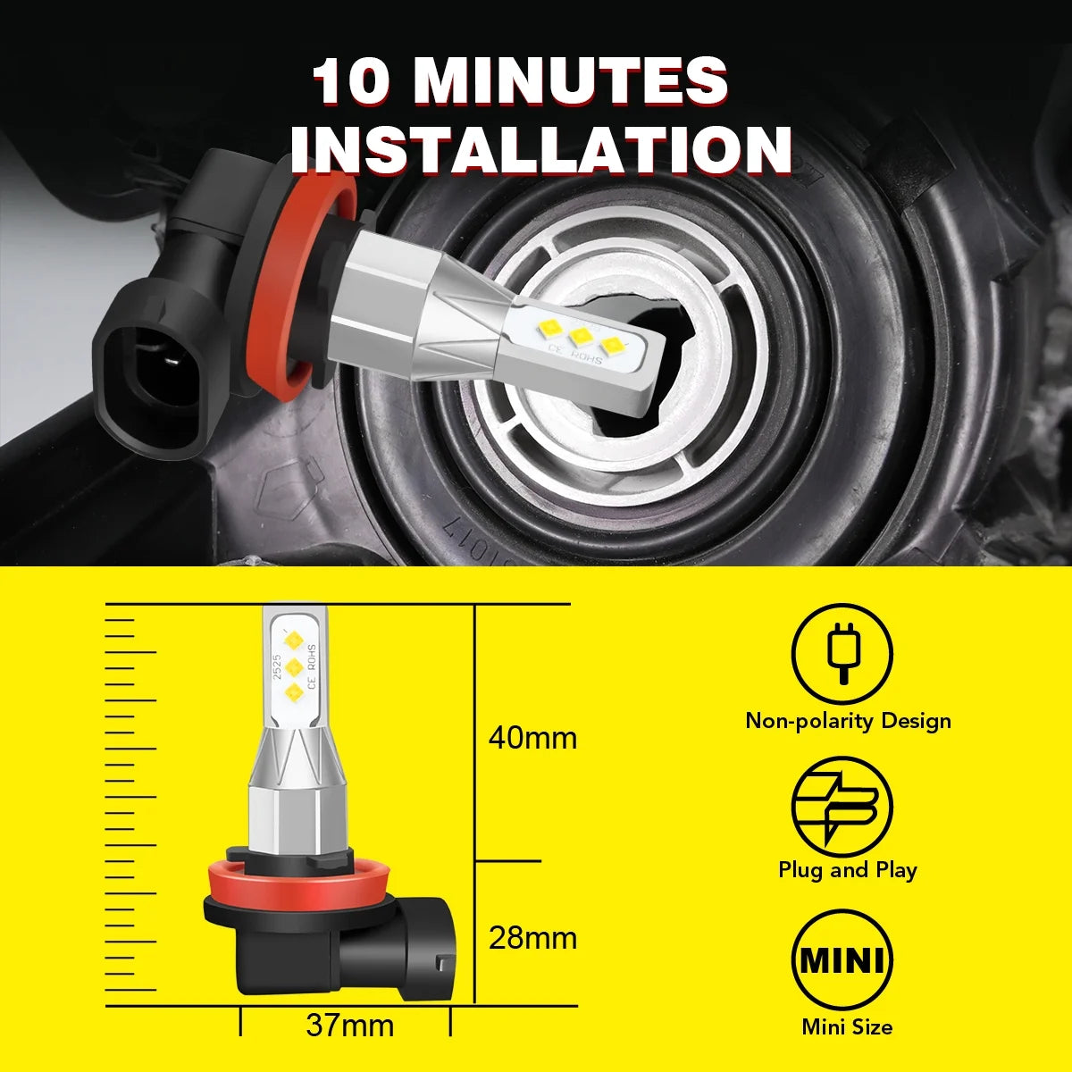 9007+H11 LED Headlight Fog Light Bulbs I13371