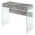 36 in. Gray Marble Glass Desk P310