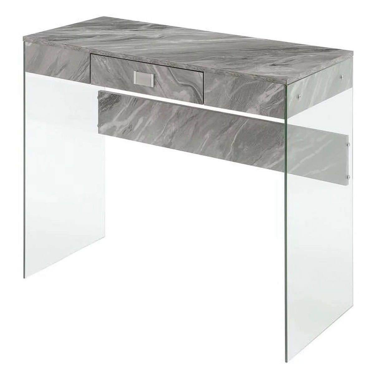 36 in. Gray Marble Glass Desk P310