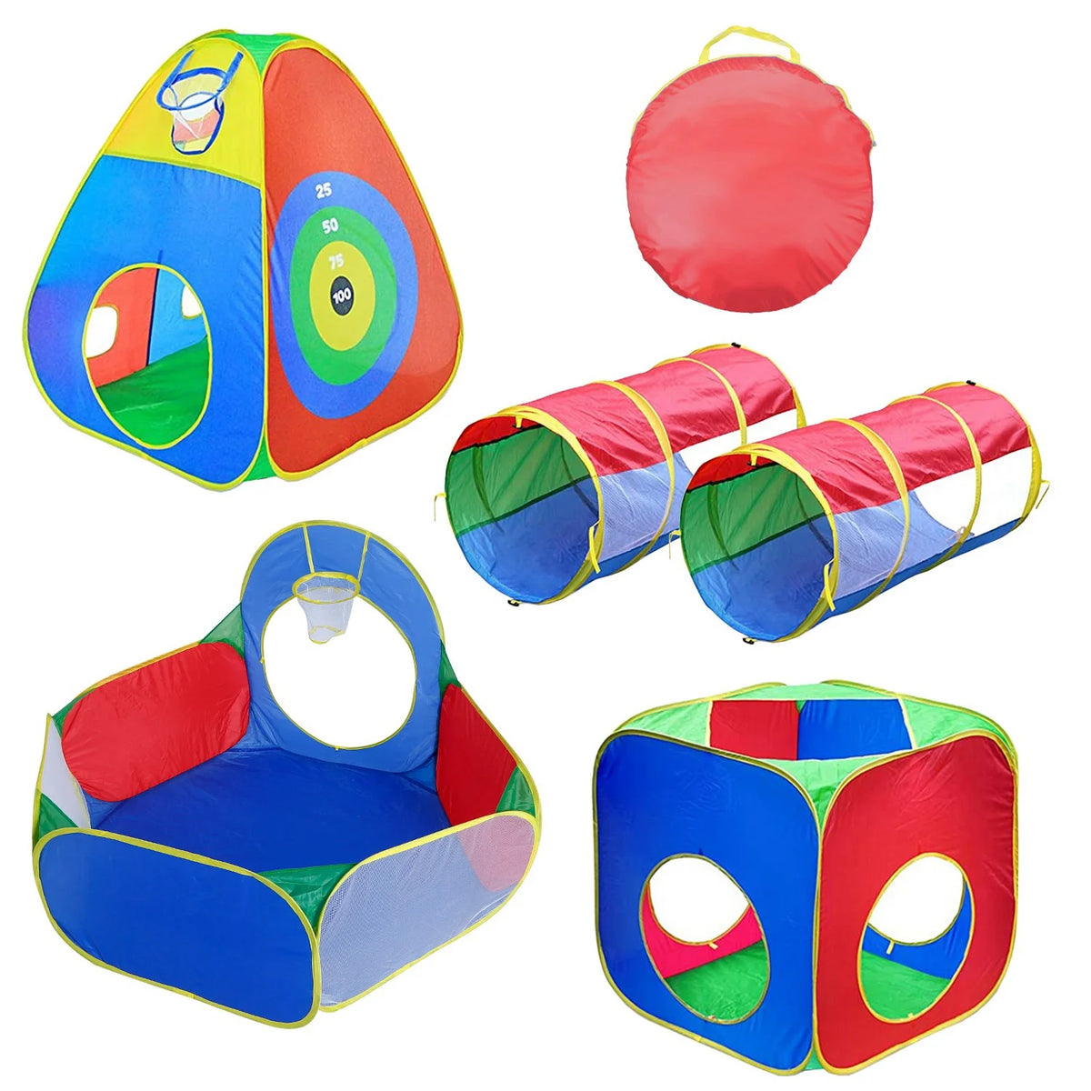 5Pcs Colorful Kids Play Tent Ball Pit Crawl Tunnel Playhouse I540172