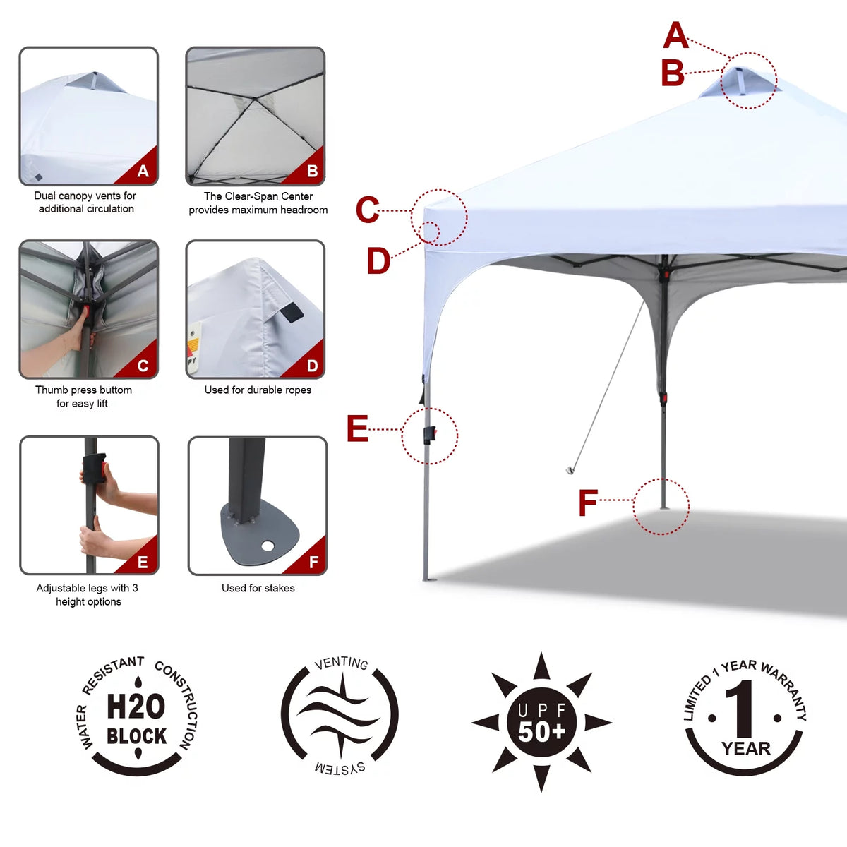 10' x 10' White Outdoor Pop up Canopy Tent P75174