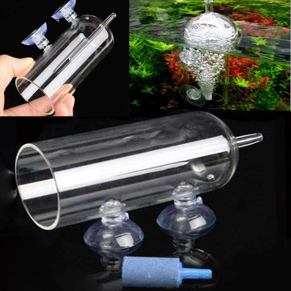 Aquarium Air Oxygen Bubbler Glass Cup with Water Tube W607