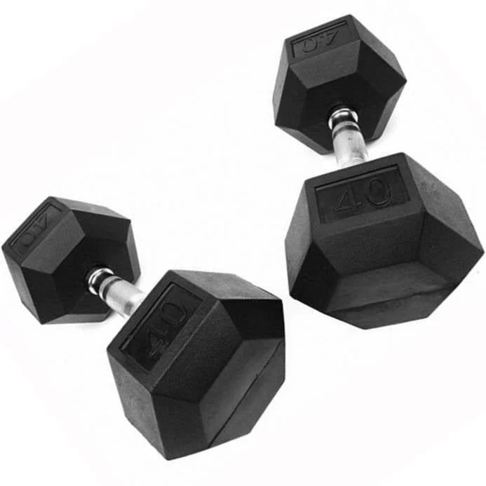 115 lbs Rubber Coated Hex Dumbbell F275