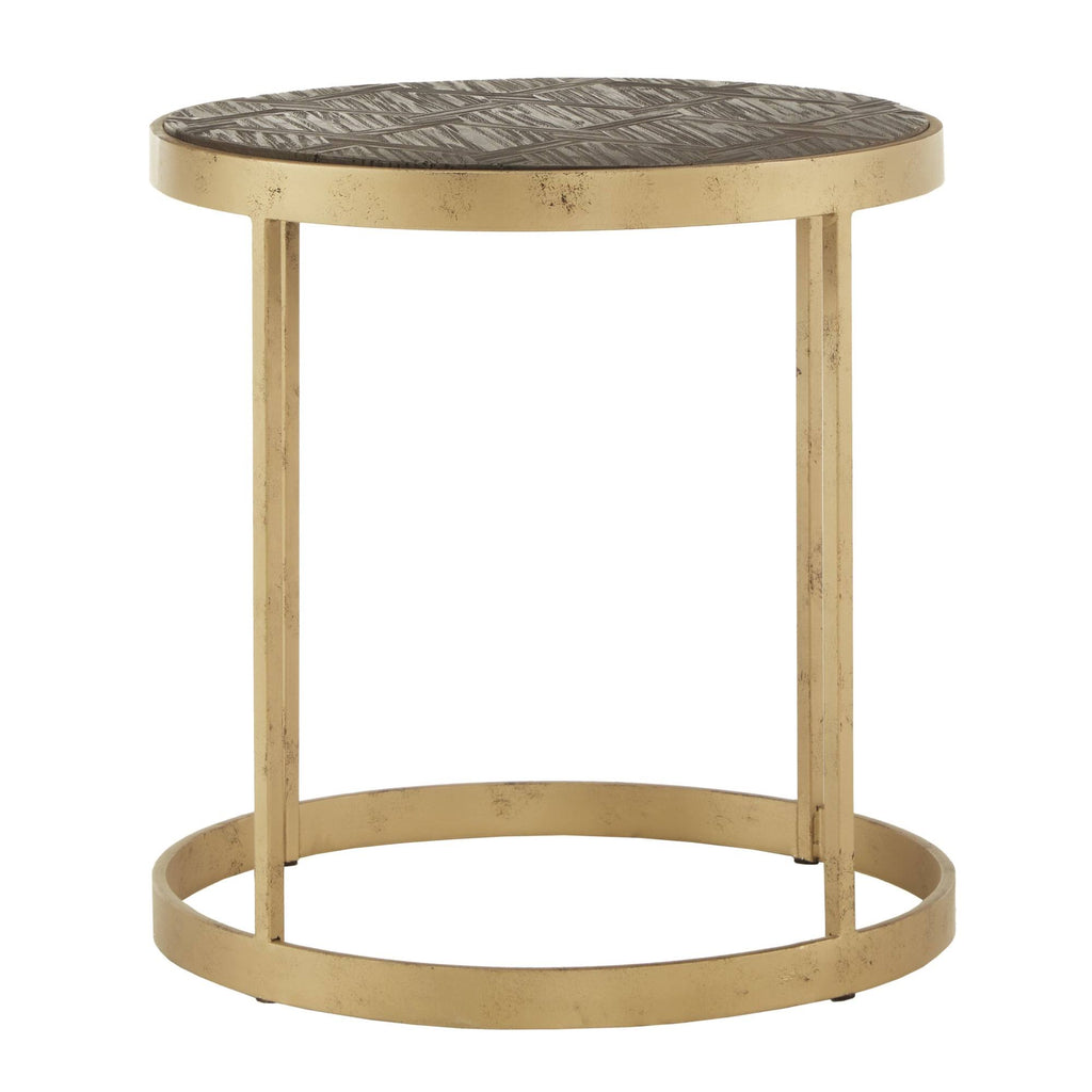 Antique Gold Finish Wood End Table J7386